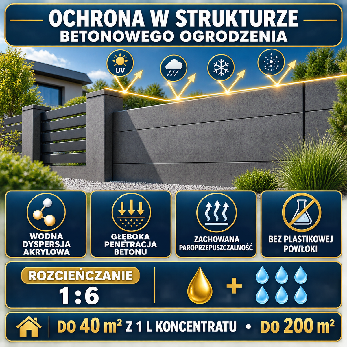 ESANDOL pro line powłoka ochronna ogrodzenie betonowe