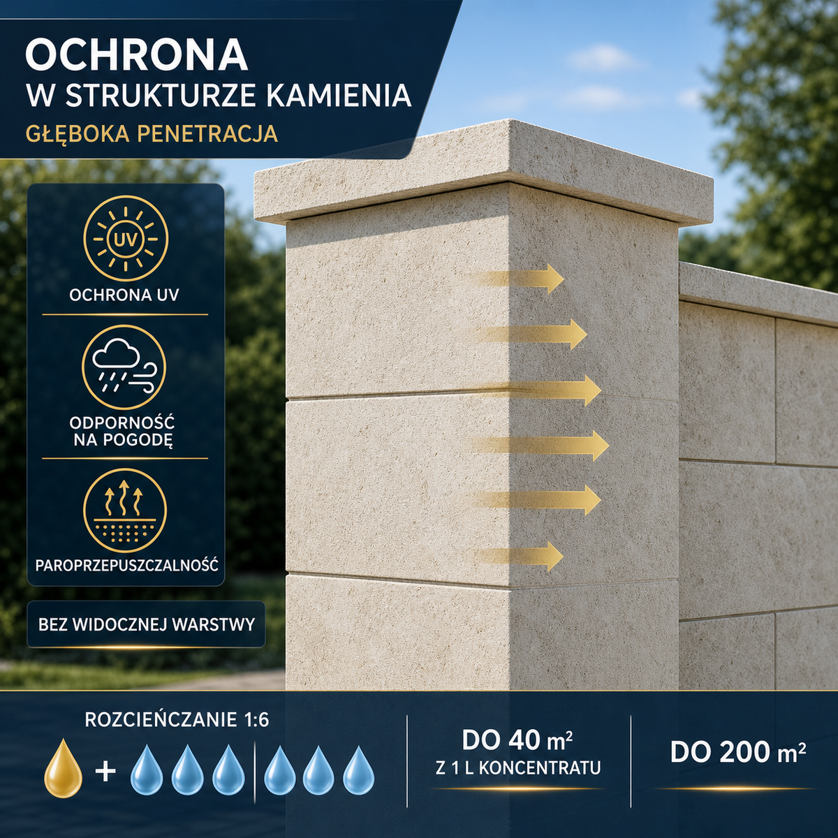 ESANDOL pro line powłoka ochronna ogrodzenie kamienne